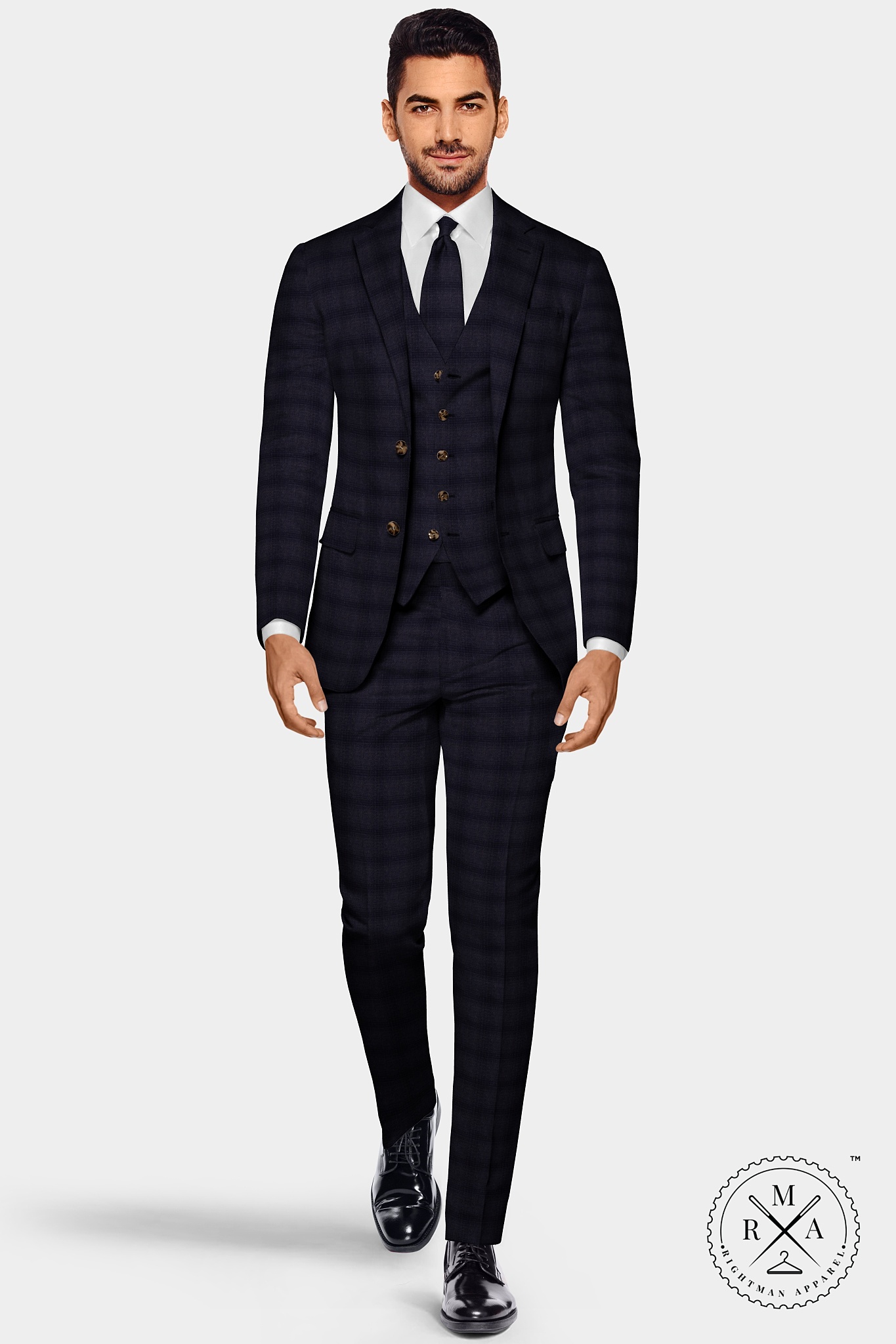 Purple Checks Three Piece Suit SU266